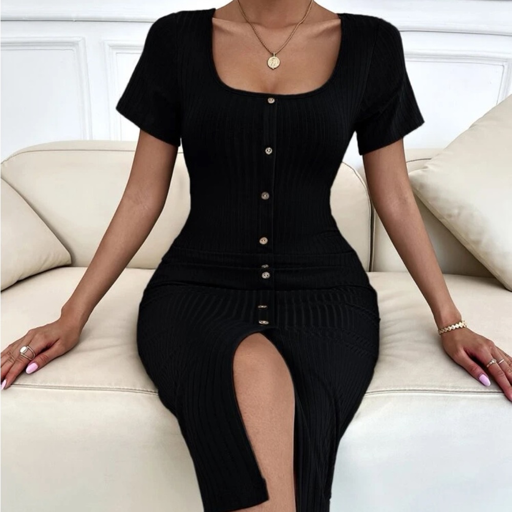 BRAND NEW- NEVER WORN- Black Bodycon Dress from Shein
